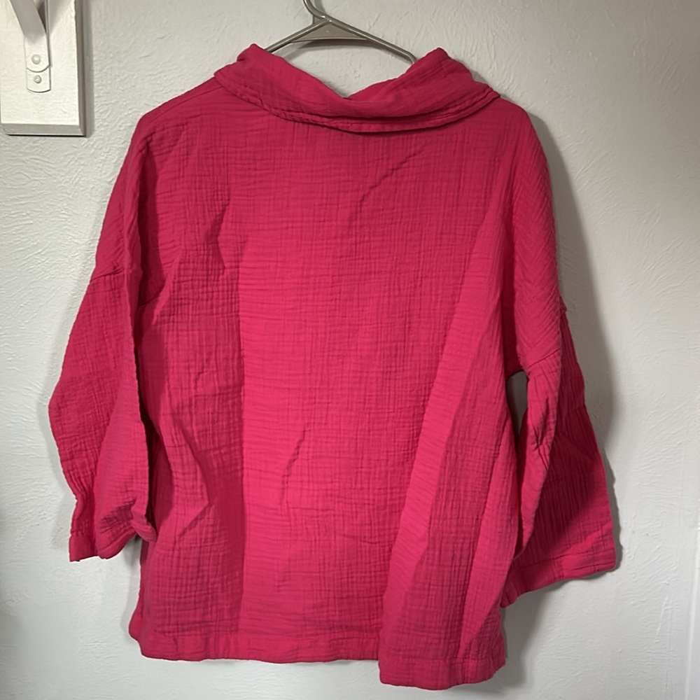 Soft surroundings crinkle gauze giovinezza cotton cowl neck  blouse top medium - Picture 7 of 7